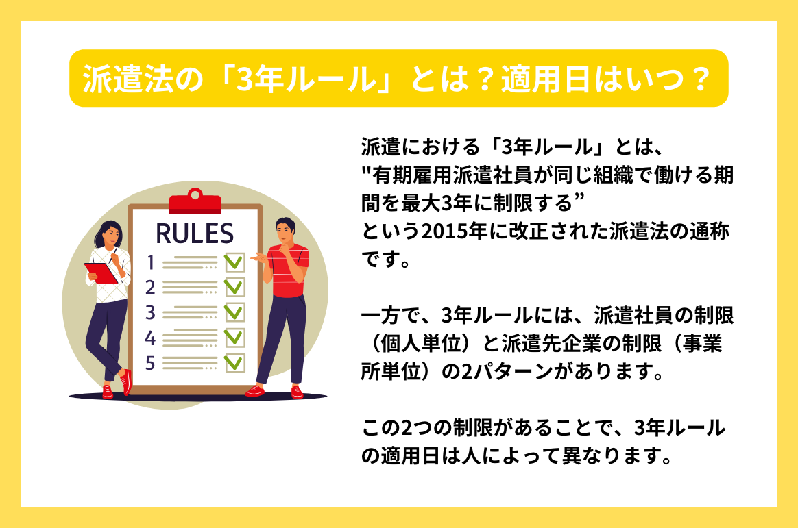 派遣法の「3年ルール」とは？適用日はいつ？