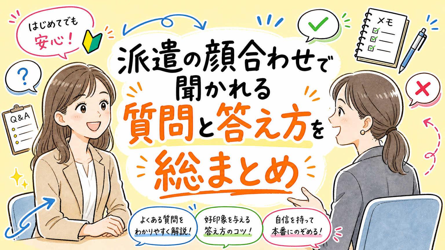派遣社員の面接(顔合わせ)で聞かれる質問は？聞いてはいけないことはある?