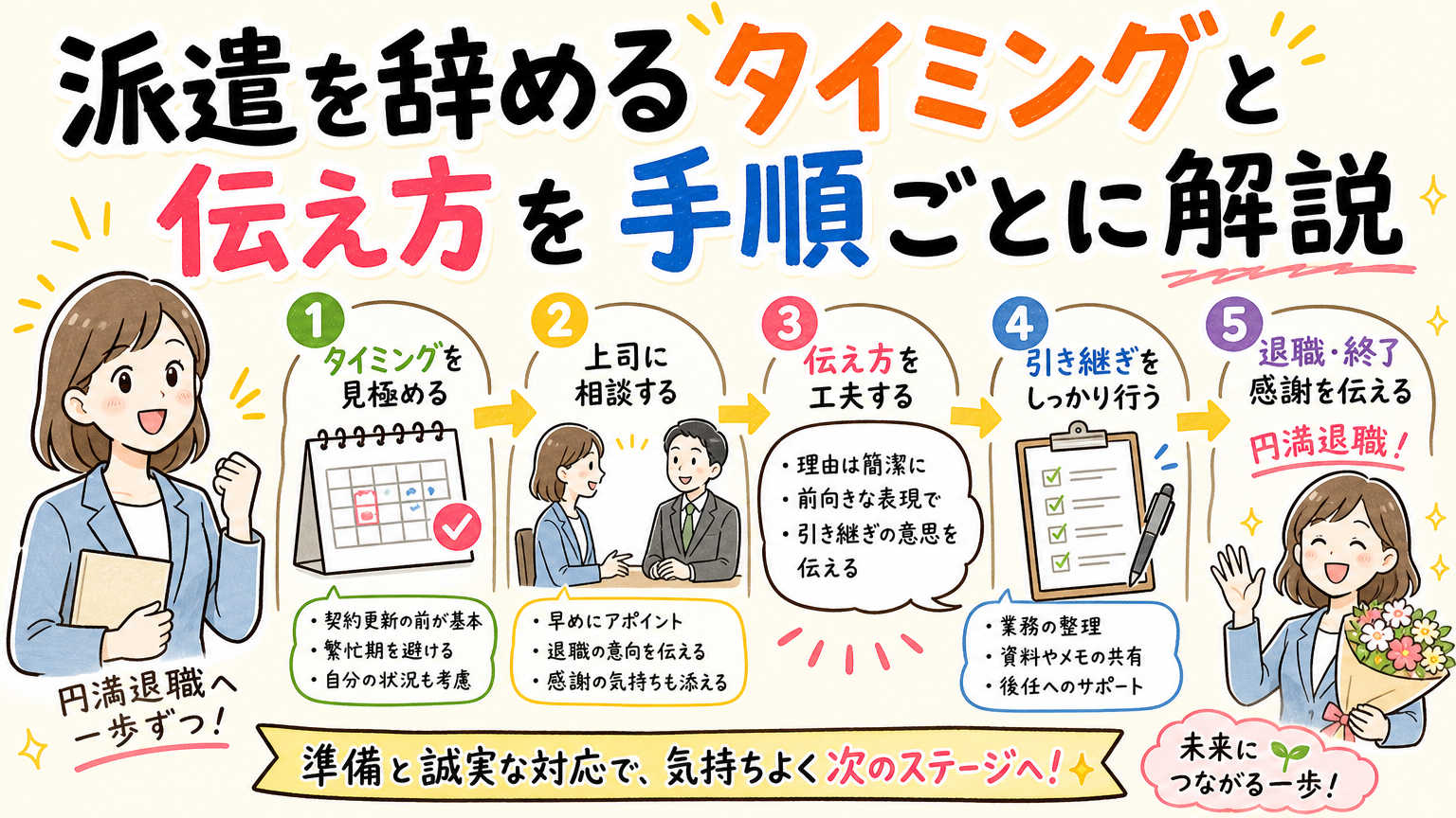 派遣を辞めるタイミング・伝え方は？退職時の手順や注意点も解説