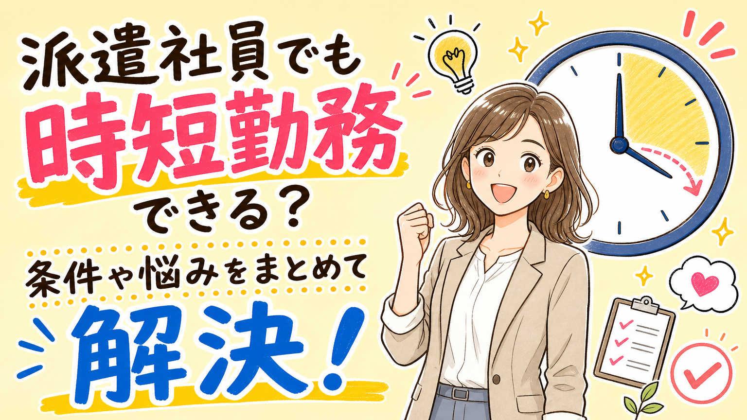 派遣社員でも時短勤務で働ける？よくある悩みを解決！