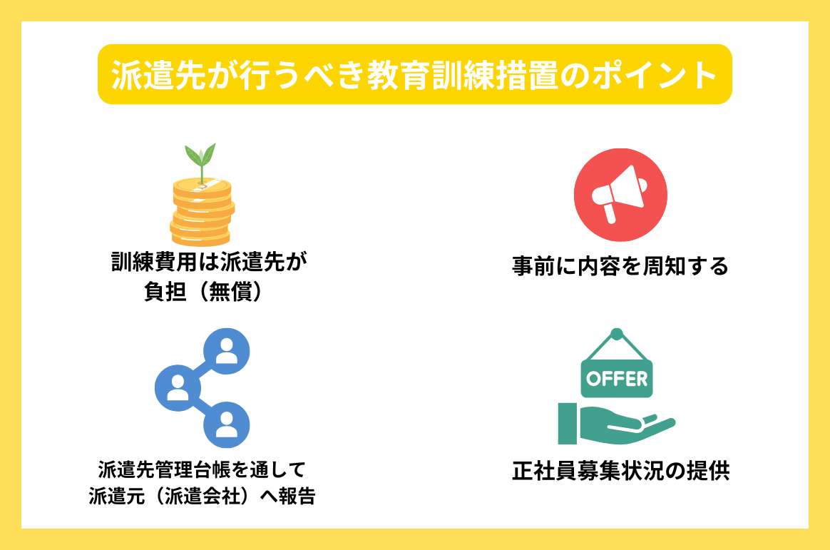 派遣先が行うべき教育訓練措置のポイント