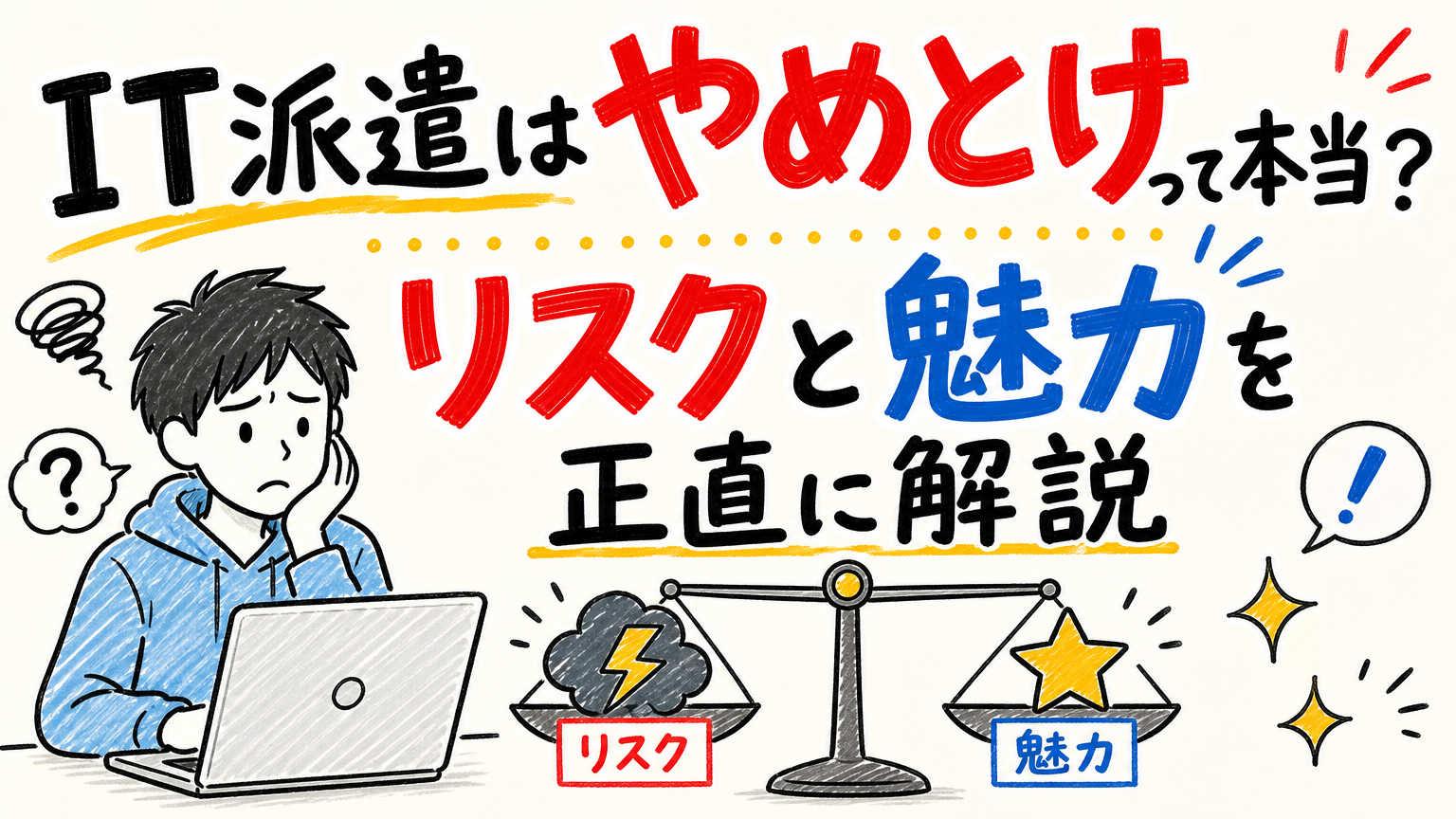 「IT派遣はやめとけ」の真相を解明！リスクと魅力も確認しよう