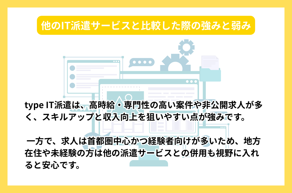 他のIT派遣サービスと比較した際の強みと弱み