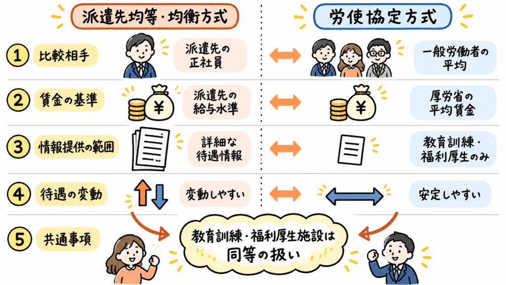 派遣先均等・均衡方式と労使協定方式の違い