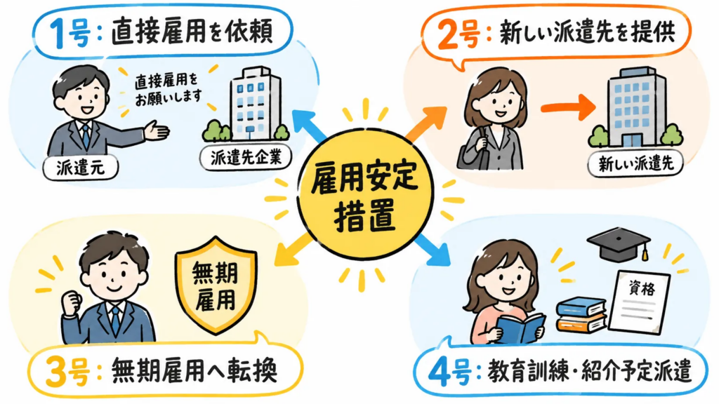 雇用安定措置として定められている4つの対応