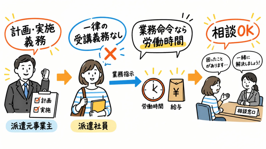 派遣社員はキャリアアップ教育訓練を必ず受ける必要がある?